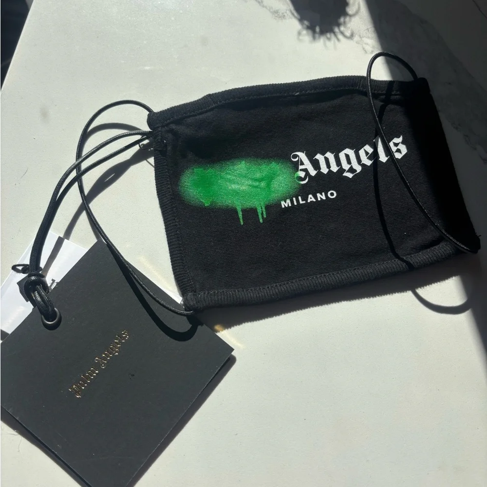 Palm Angels Black Mask with Green Accent